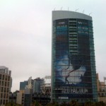 This year, there were a couple massive ads that covered the faces of buildings. This is one, the other is for the Scott Pilgrim movie.
