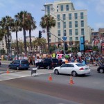 Across the street from the con, you can see a few protesters from Fred Phelps's group, and a BUNCH of counter-protesters.